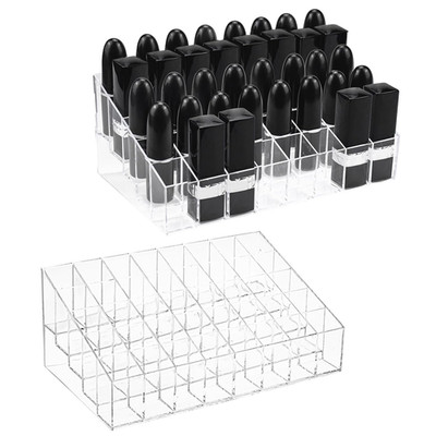 2 Pack Lipstick & Makeup Organizer, 40 Slot Acrylic Cosmetic Display Case for Li