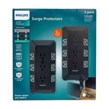 Philips 17-Outlet Surge Tap/Protector Combo Pack - Black/Gray SPP9853B/37-T1-DI1