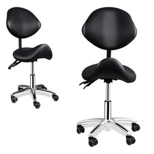 Saddle Stool Rolling Chair Saddle Chair with Wheels Thickened PU Leather