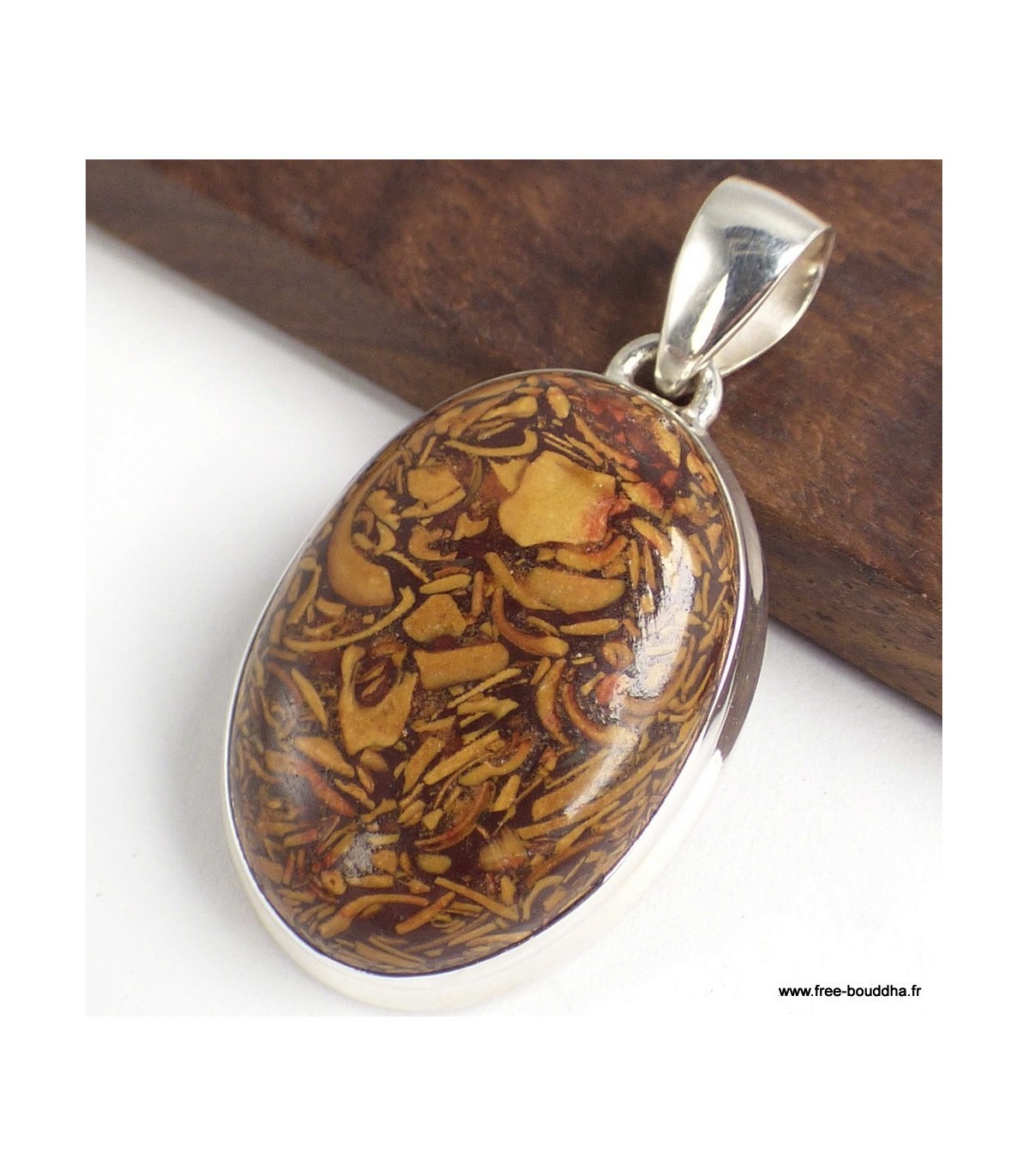 Pendentif Marium Jaspe Coquina : une pierre naturelle d'exception montée sur argent massif