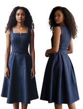 Issac Mizrahi For Target  Women's Dress Taffeta Navy Fit & Flare 50's Style Sz 6