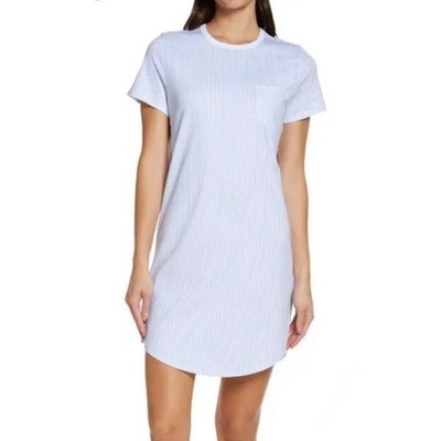 Roller Rabbit Party Stripes Blue White Pima Cotton Sleep Dress Medium