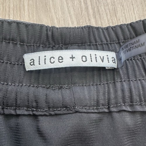 Alice + Olivia Jia vegan leather ruffle tiered skirt black size 10 - Picture 3 of 5