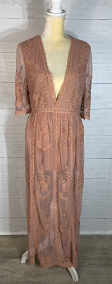 Wishlist pink maxi dress overlay romper size L juniors | eBay