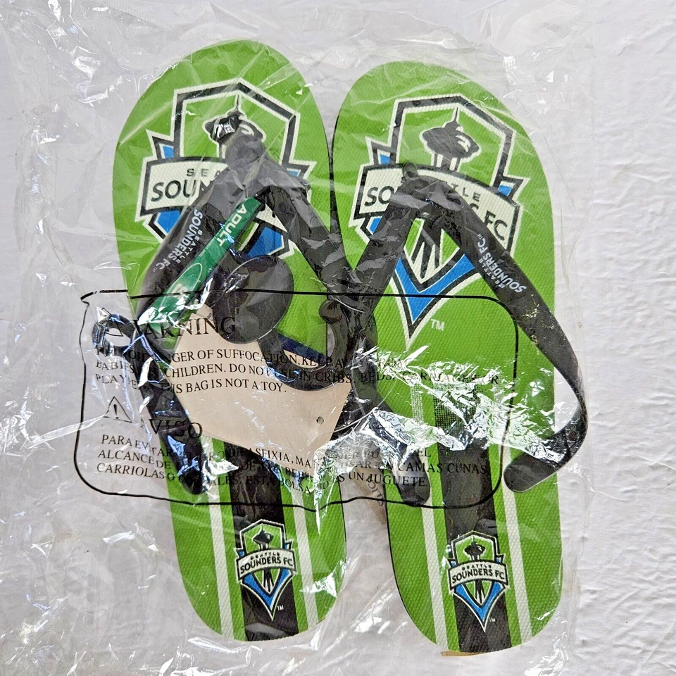 NUEVAS Sandalias Chanclas Seattle Sounders FC Adulto Pequeñas Logo Grande Mujeres 7/8 Yth 5/6 Foto 2 de 4
