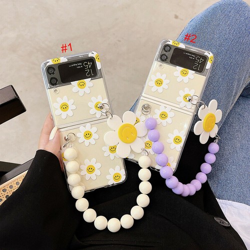 Pour Samsung Galaxy Z Flip 3 5 g Fleur Mignon Smiley Chaîne Clair Dur Téléphone - Photo 7 sur 12