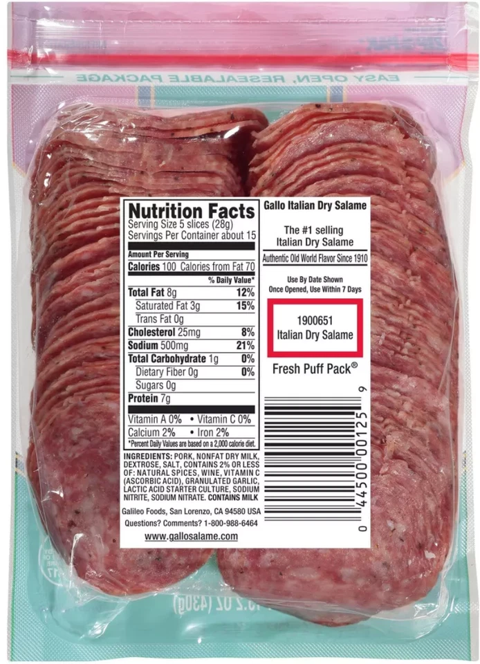 5-PACK Gallo Thin Sliced Salame Italian Dry Salami, 15.2 oz Each Virtually 5 Lbs - Image 2 of 4