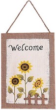 Wood Sunflower Welcome Sign Home wall Decor Rustic Hanging Welcome Sign artdecor