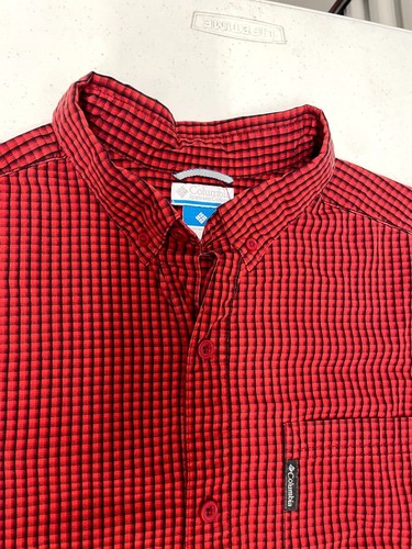 Columbia Shirt Mens Large Tall Red Check Long Sleeve Pockets Classic Button-Down - Picture 6 of 10