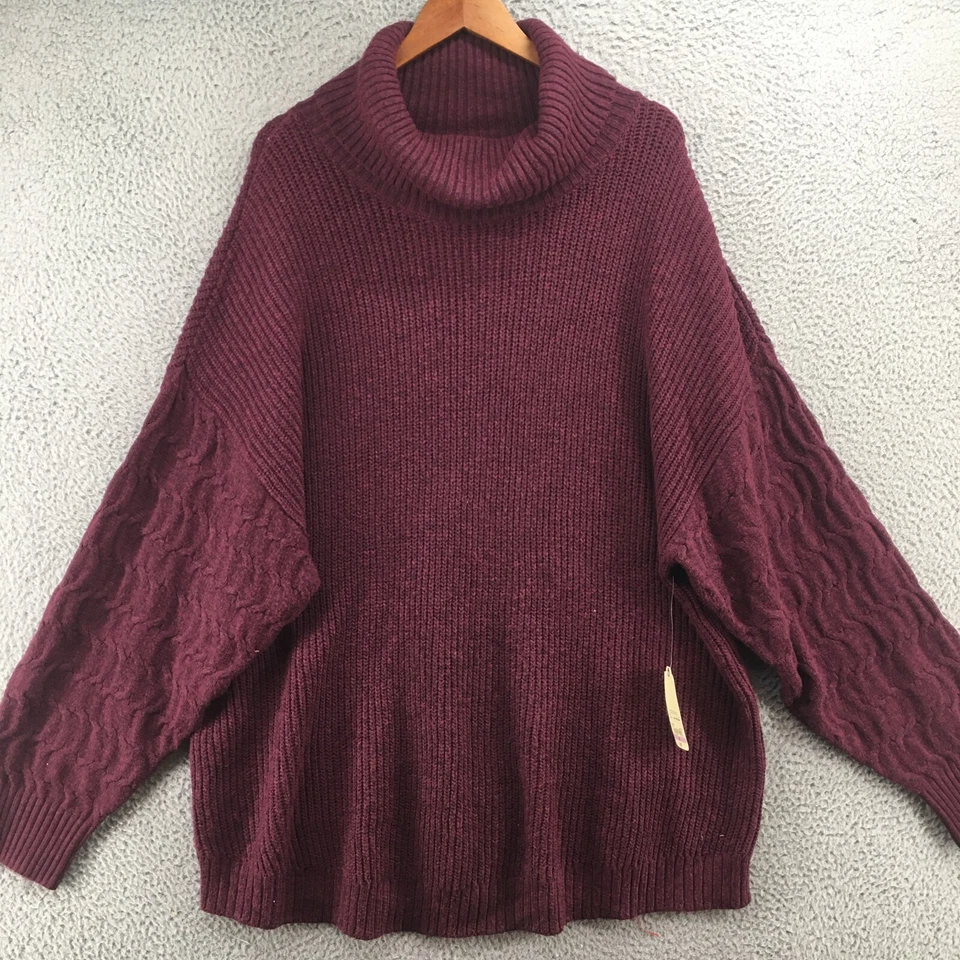 Suéter Cuello Tortuga St. Johns Bay Para Mujer 3X Borgoña Dolman Manga Larga Tejido NUEVO Foto 2 de 4