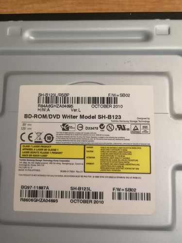 Samsung BluRay BD-ROM/DVD Writer - Model SH-B123 SATA Drive - Afbeelding 2 van 5