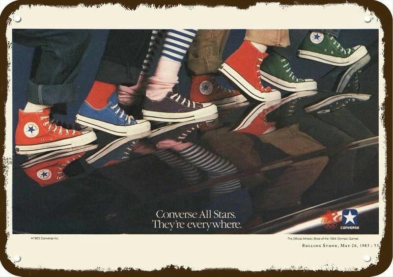 Horizontal ozono tiburón 1983 CONVERSE ALL STAR TENNIS SHOES Vintage-Look DECORATIVE REPLICA METAL  SIGN | eBay