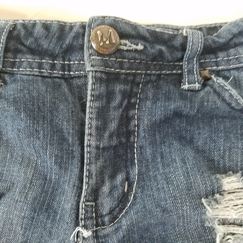 Miley Cyrus Denim Shorts Juniors 9 Blue Jean Low Rise Womens Distressed - Picture 9 of 12