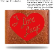Custom Engraved I LOVE LUCY Leather Bifold Wallet - 3 Color Choices