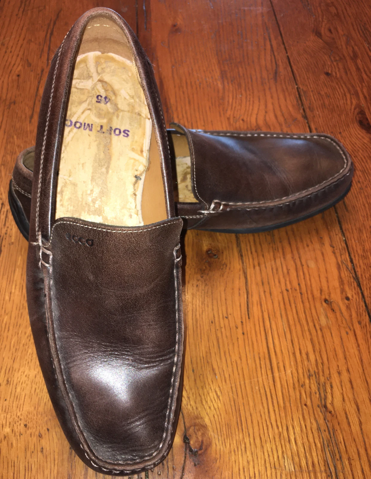 Mocassino marrone slip on da uomo Ecco taglia 12US 45 EU taglia 12US 45 EU ECCO!