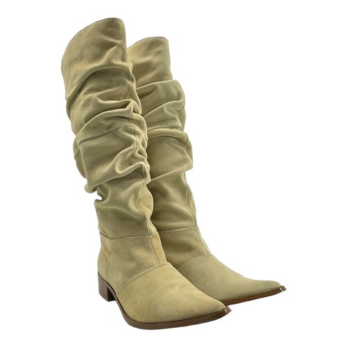 CHINESE LAUNDRY Womens 7.5 Suede Leather WINNER Slouch Knee High Boots STONE - 第 8/17 張圖片
