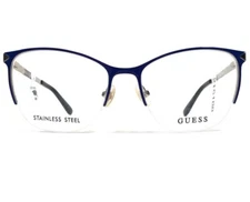 Guess Eyeglasses Frames GU 2666 090 Blue Silver Cat Eye Half Rim 53-17-135