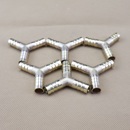 6Pcs Way Brass Hose Barb Fitting Pipe Tubing Splicer Fuel Water Gas Air 3/8" Y-3 - Picture 4 of 6