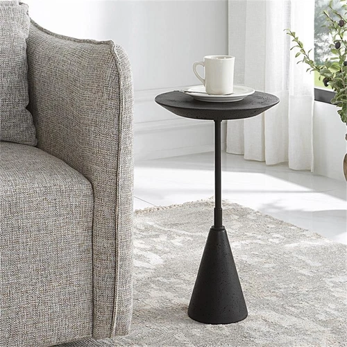 Uttermost Midnight Contemporary Steel Metal Accent Table in Black - Picture 1 of 6