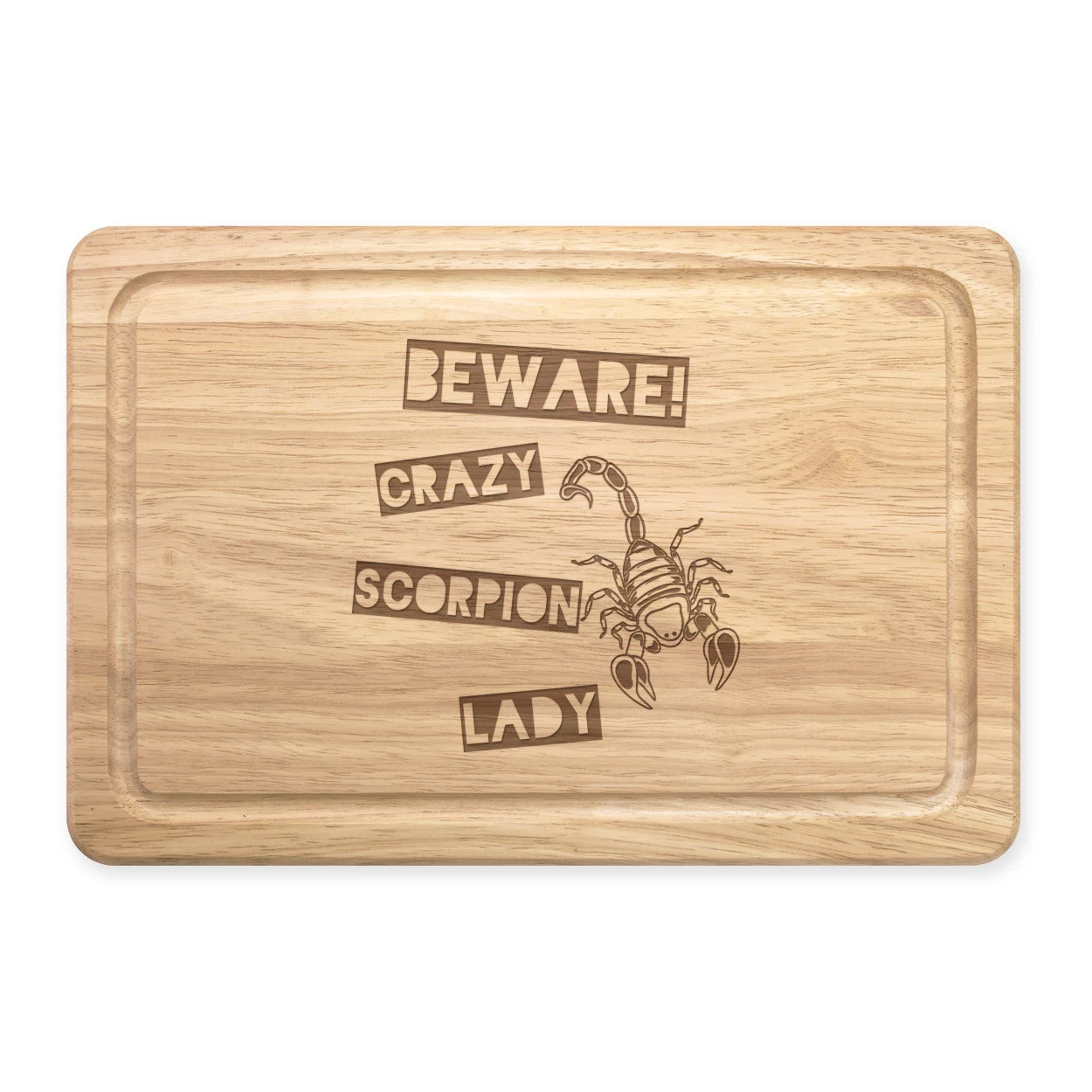 Beware Crazy Scorpion Women's Rectangular Wood Cutting Board - Funny