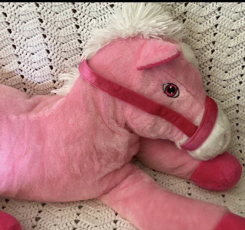 large pink pony stuffed animal