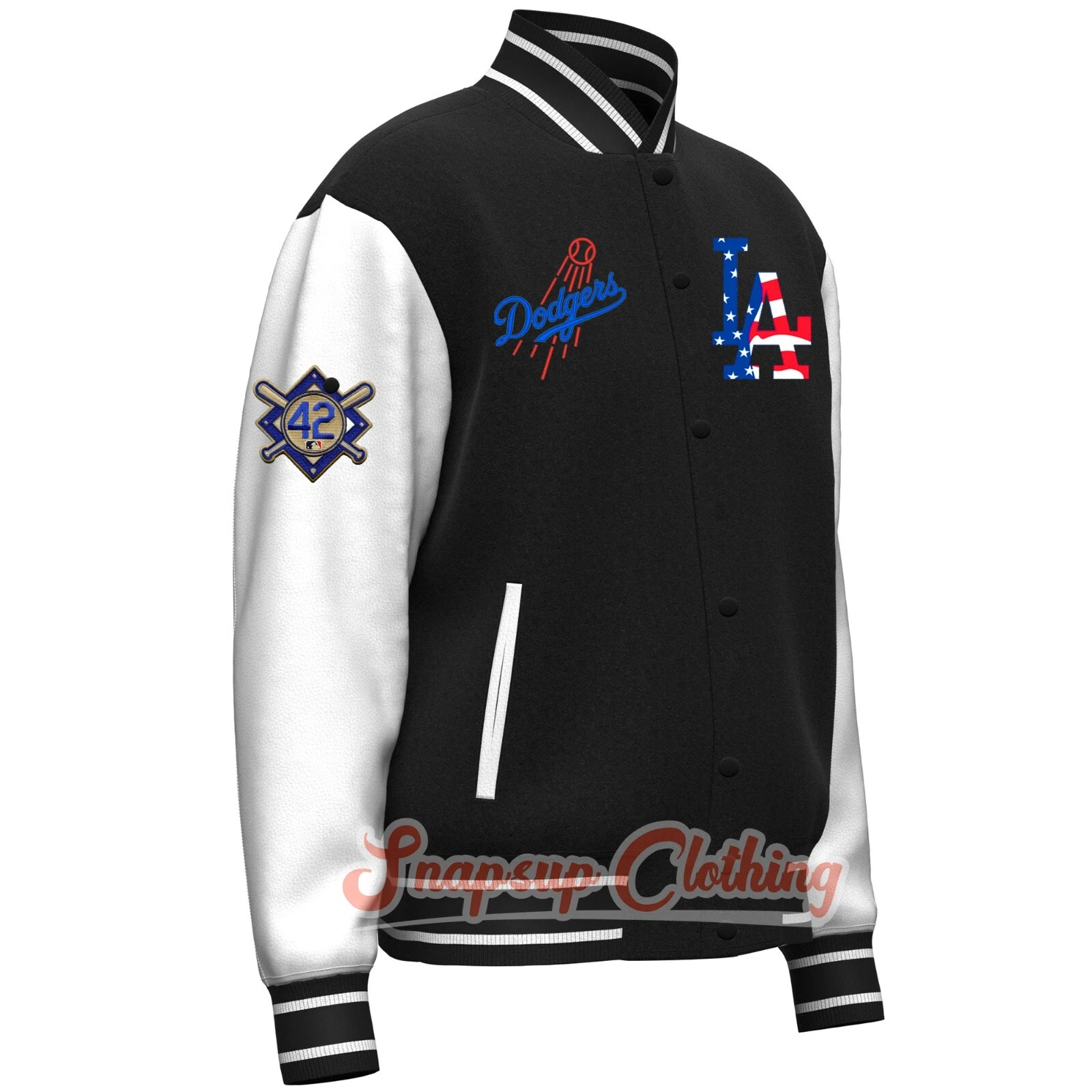 LA Dodgers Black & White World Series Champions 2024 Varsity Jacket