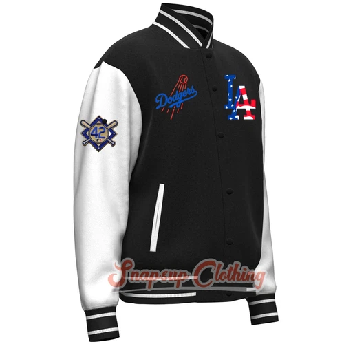 LA Dodgers Black & White World Series Champions 2024 Varsity Jacket