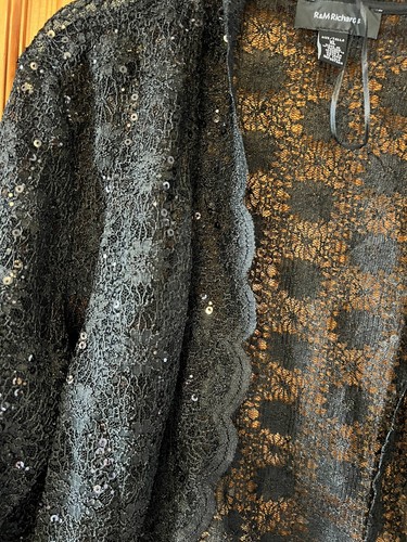 Ladies RM Richard’s Size XLarge Black Cardigan New Tags Scalloped Edge Sequins - Picture 8 of 9