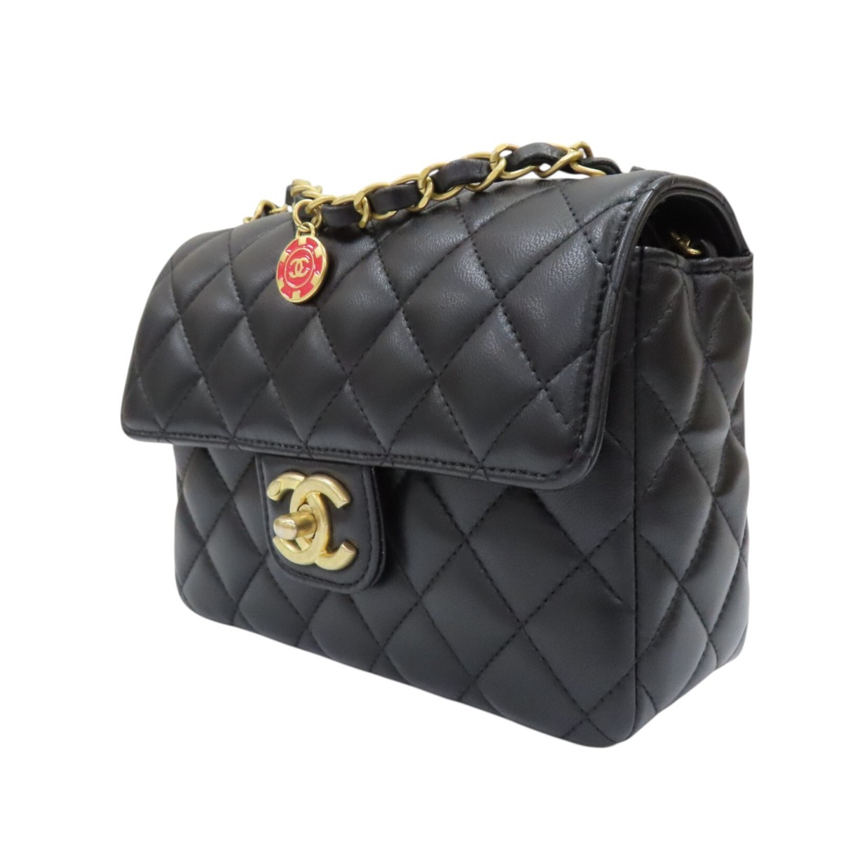 CHANEL Casino Chips Mini Flap Shoulder Bag Black Quilted
