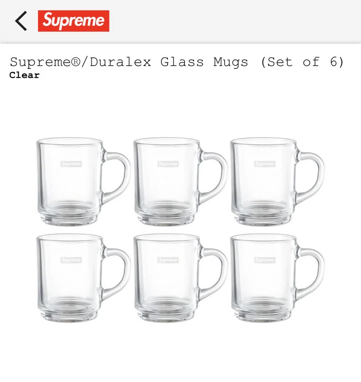 Supreme Duralex Set of 6 Stackable Mugs - Clear Uncoloured Glass - In Stock