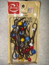 Lot of 17 Vtg Ponytail Holders Knocker Twin Bead ball Hair Ties elastic bubbles