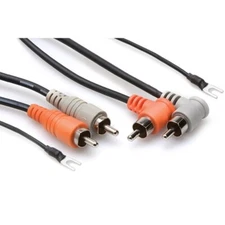 Hosa CRA-201DJ Stereo Interconnect Dual RCA to Right-angle Cable Ground Wire 1m