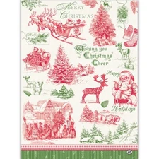 Michel Design Works It's Christmastime Santa Natural Woven Cotton Kitchen Towel