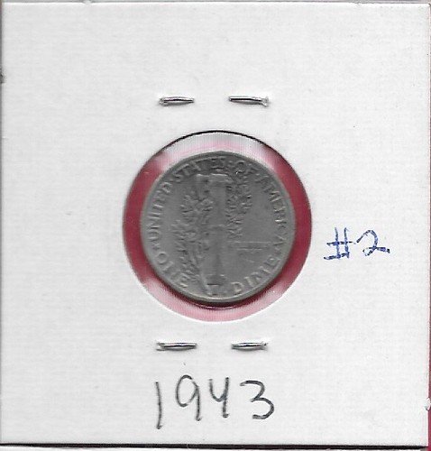 USA 10 CENTS MERCURY DIME 1943 LAUREATE HEAD LEFT,DATE AT ANGLE BELOW NECK,VALUE - Picture 2 of 2