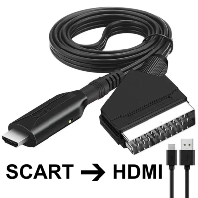 MARKENLOS SCART auf zu HDMI Adapter Kabel 1 Meter Konverter Wandler HD Video Audio HD TV