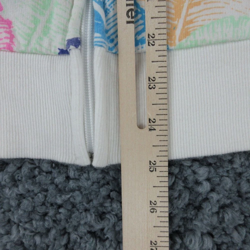 OFF WHITE Felpa con cappuccio Sun Bay donna grande Petite Off bianca verde floreale manica lunga zip intera