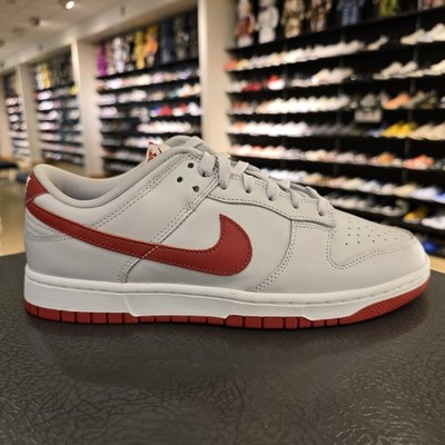 Size 10.5 - Nike Dunk Low Vast Grey Varsity Red