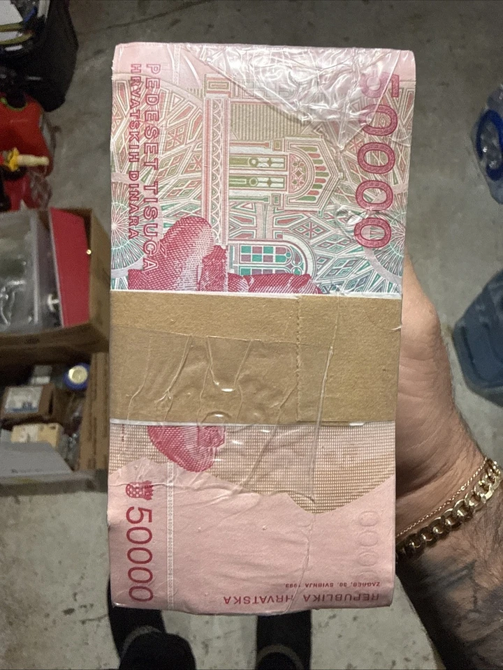 10x 100 piezas x Billetes CROACIA 50.000 Dinara 1993 P-26 sin circular y precintados Foto 3 de 4