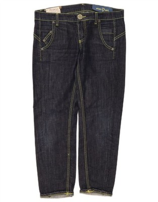 Dondup Womens Elliot Tapered Cropped Jeans Size 27 W27 L25 Navy Blue Cotton AD04