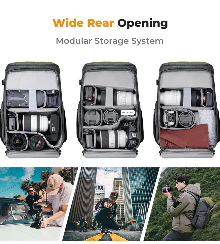 K&F Concept Bolsas para Cámara Impermeable 25L Gran Capacidad Estuche para Cámara con Cubierta para Lluvia Foto 2 de 4