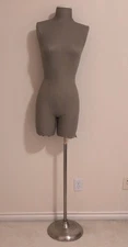 Female Women Mannequin Torso Dress Form Display W/  Metal base, grey color