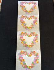 Vintage 1988 Mrs. Grossman  s FLORAL HEART Sticker Strip