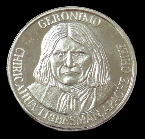 1oz GERONIMO AMERICAN INDIAN CHIEF SERIES 999 FINE SILVER ART ROUND
