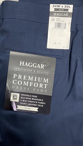 HAGGAR Premium Comfort Dress Pants Slim Fit Stretch 34/30 Brand New NWT Flex - Picture 6 of 7