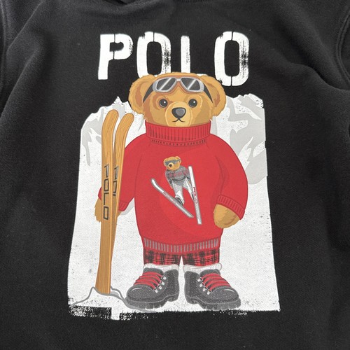 Ralph Lauren Black Polo Bear Hoodie Sweatshirt Boy Size 6 - Picture 3 of 8