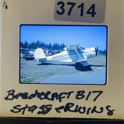Vintage 35mm Slide Beechcraft B17 Staggerwing Biplane N9000C Aviation Photo