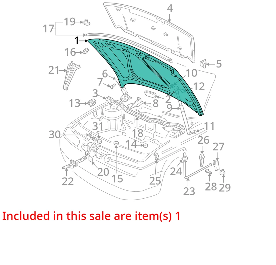 1999-2007 Volkswagen Jetta Hood Oem NCFC9 - Image 2 of 3
