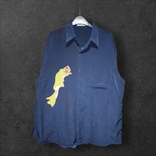 Men's Vintage Y2K Lazy Duck Japanese Lady Print Longsleeved Shirt, Large