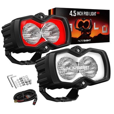 NOVSIGHT Halo SE Series 4.5'' LED Pod Lights Flood Beam Offroad 80W Super Bright