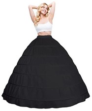 6 Hoop A-line Crinoline Petticoat Underskirt One Size Black